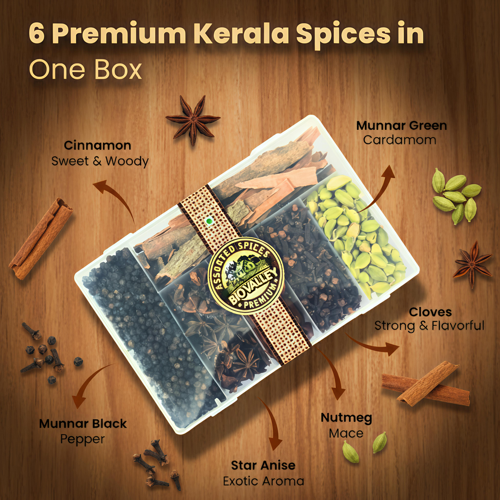 Whole Spices Gift Box 230g, Assorted Kerala Spices, Farm Fresh & Hand-Picked from Munnar