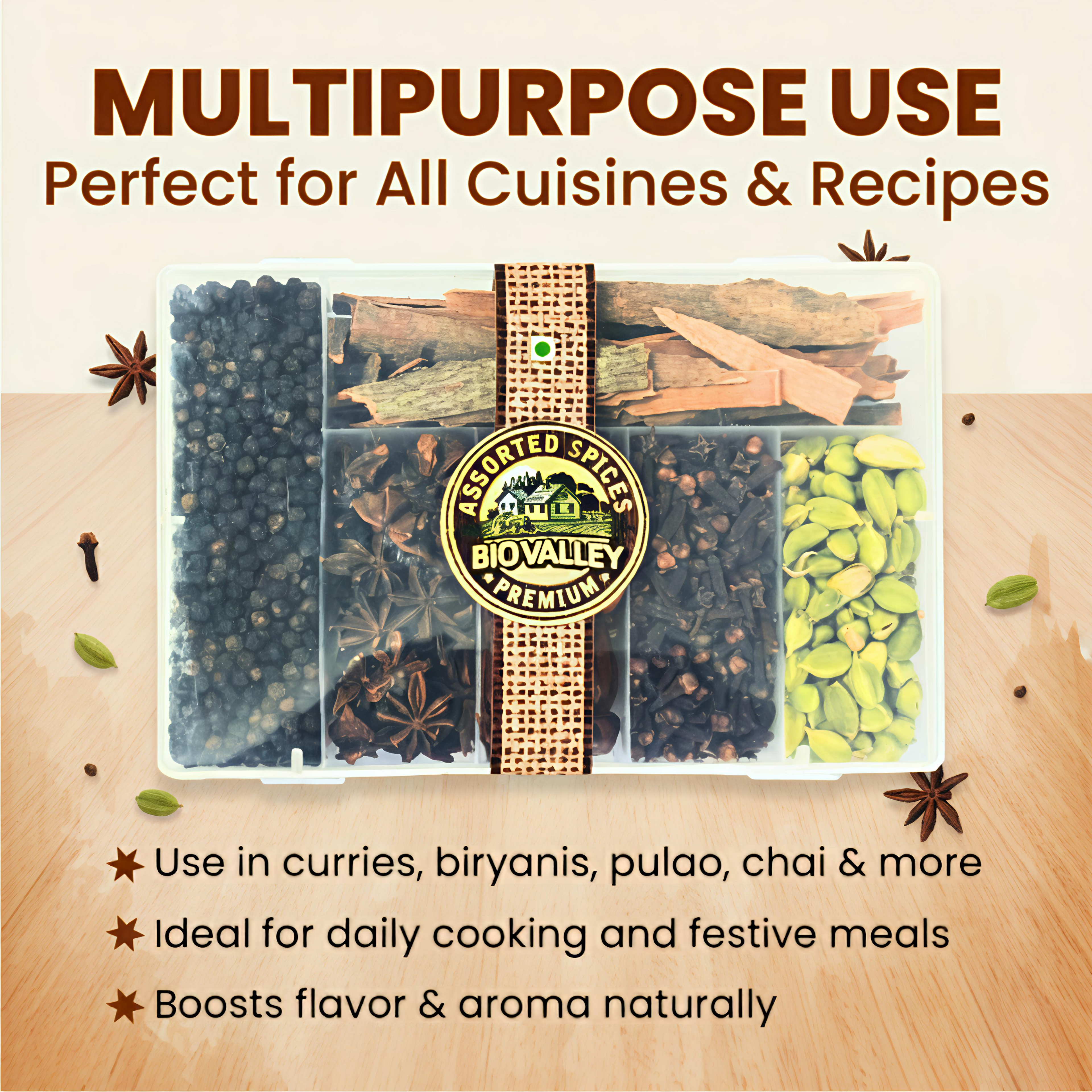 Whole Spices Gift Box 230g, Assorted Kerala Spices, Farm Fresh & Hand-Picked from Munnar