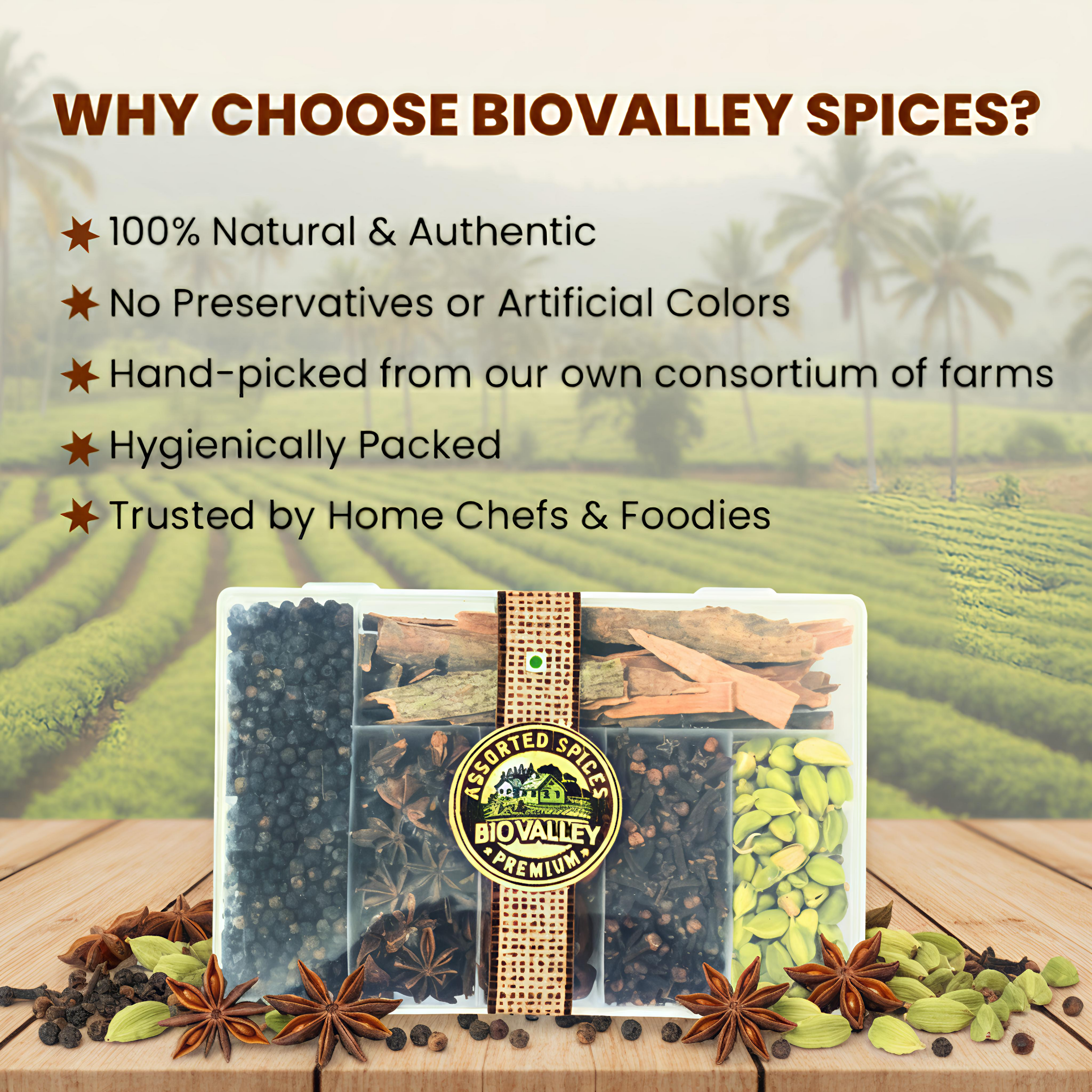 Whole Spices Gift Box 230g, Assorted Kerala Spices, Farm Fresh & Hand-Picked from Munnar