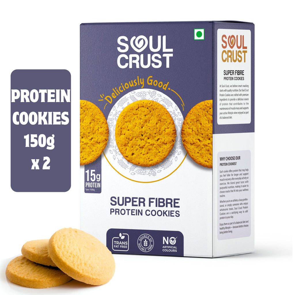 Soul Crust Super Fibre Protein Cookies pack - 15g plant powered protein snack