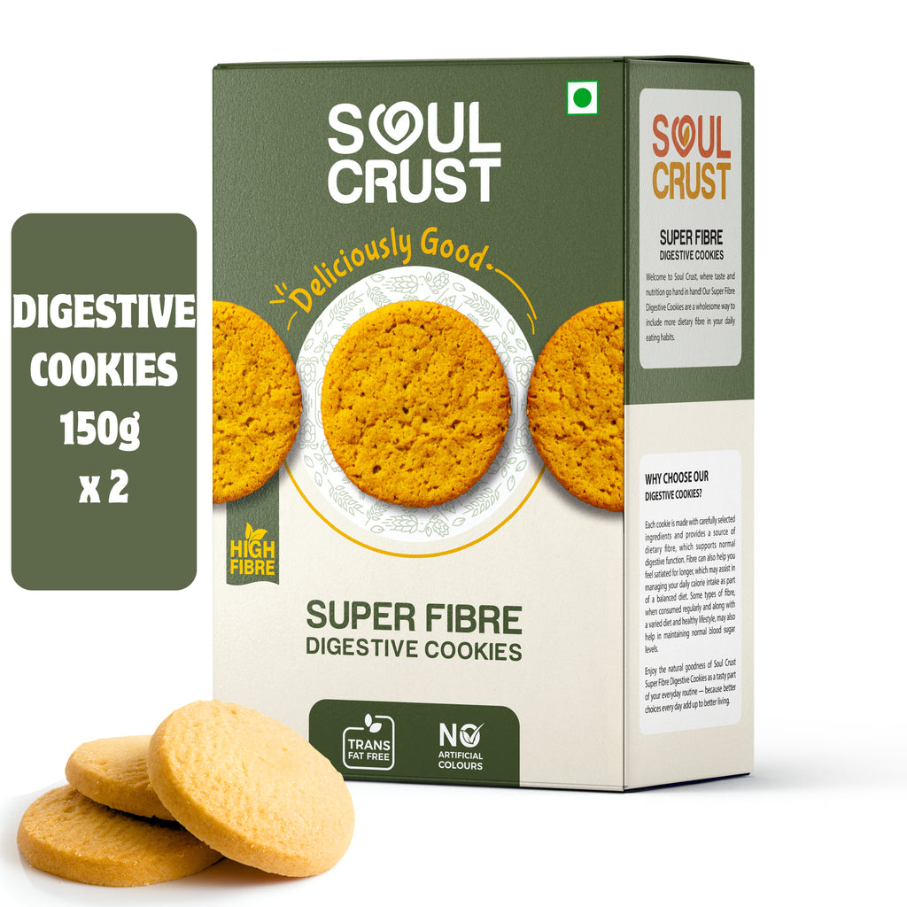 Soul Crust Super Fibre Digestive Cookies 210g pack - whole grain high fibre snack